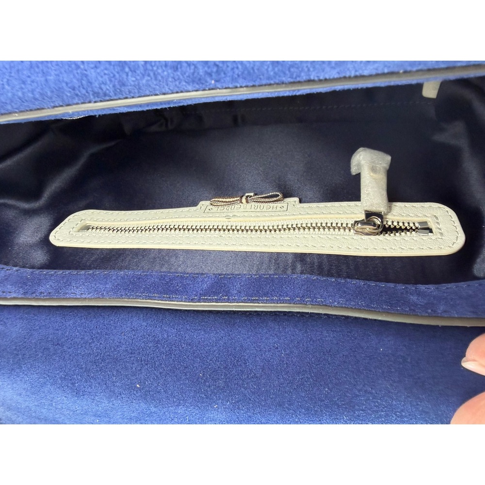 Henri Bendel Plaza Top Handle Satchel Blue Plaza Leather Suede NWOT Crossbody - Picture 14 of 16